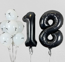 Any Age  Black Number & White latex Balloon with Bow