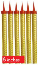 8 inches Sparkling Candles GOLD - Pack Of 6