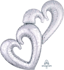 Entwined Hearts Foil Balloon Silver