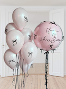 Aesthetic pink Balloon with Satin Bow Custom Text Personalized Bubbles