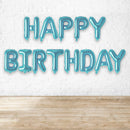 16" Happy Birthday Alphabet Foil Balloons Banner - Turquiose / Tiffany