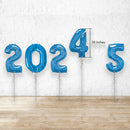 2023 & 4 Large Number Foil Metallic BLUE Balloons - HELIUM FILLED