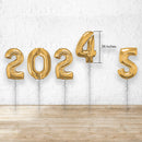 2024 & 5 Large Number Foil Metallic GOLD Balloons - HELIUM FILLED