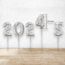 2024 & 5 Large Number Foil Metallic SILVER Balloons - HELIUM FILLED