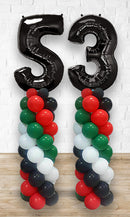 UAE Day Balloon Pillar wit 34inches Number Foil as topper - Set of 2Pillar