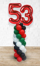 UAE Day Balloon Pillar wit 34inches Two Number Foil as topper