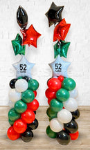 UAE Day Balloon Pillar wit 4pcs Star Foil as topper and White Star with 51 UAE Text
