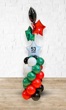 UAE Day Balloon Pillar wit 4pcs Star Foil as topper and White Star with 51 UAE Text