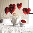 Simply Love Red Heart Foil Helium Balloons and Hydrengea and Red Roses Fresh Flower Arrangement