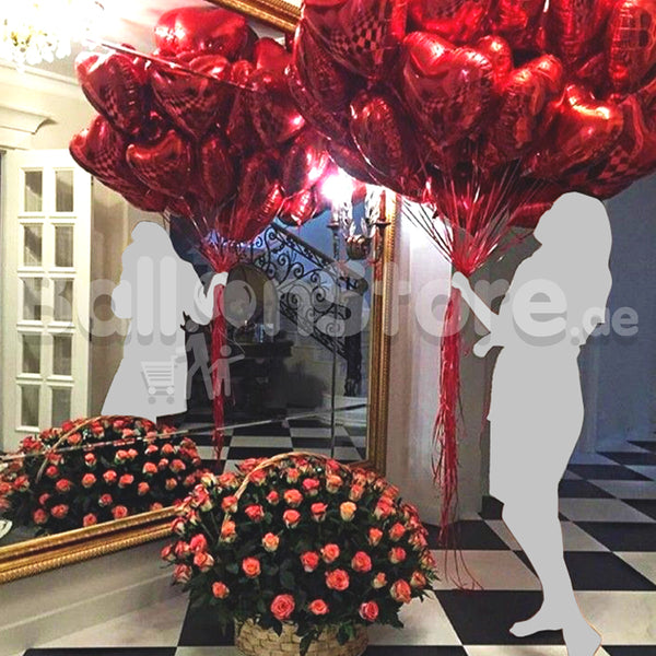 Specially for You Love Red Heart Foil and Red Roses Flowers & Balloons Arrangement