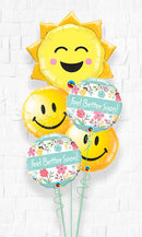 Sunshine Smile Face Feel Better Soon Floral Balloon Bouquet