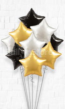Glitz and Glam Stars Inflated Foil Balloon 9pcs Bouquet With Weight