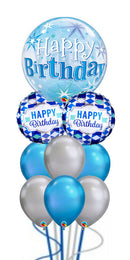Birthday Blue and Gold Dots Chrome Balloon Bouquet