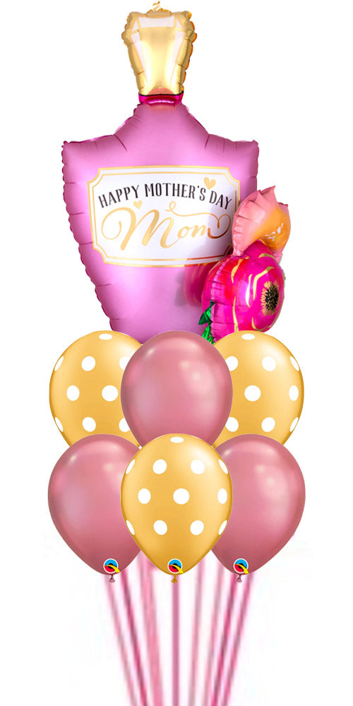 Perfume  Bottle Garland Satin 3D Happy Mother's Day Gold Polka B