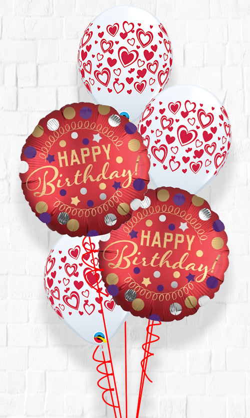 Bday Satin Heart Flowers Ballon – Selbstschließendes Ventil, Mit Helium Oder Luft Aufblasbar (verschiedene Motive)