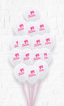 White Printed Barbie Latex Balloon Bouquet - 15count