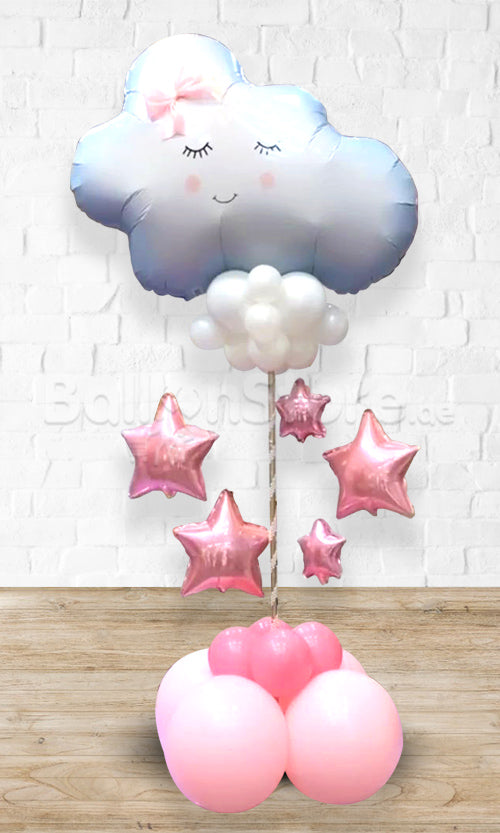Cloudy Star Baby Pink Table Balloon Arrangement