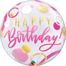 Birthday Pink & Gold Dots Bubble balloon