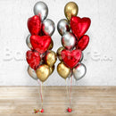 Chrome and Heart All Foil Classy Balloon Bouquet with Ultra Hi-float and Weights