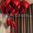Love Red Heart Foil Helium Balloons - 12count FOR-CEILING
