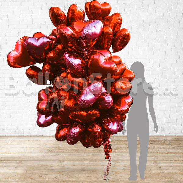 Love & Romance Heart Foil  Helium Balloons - 50count