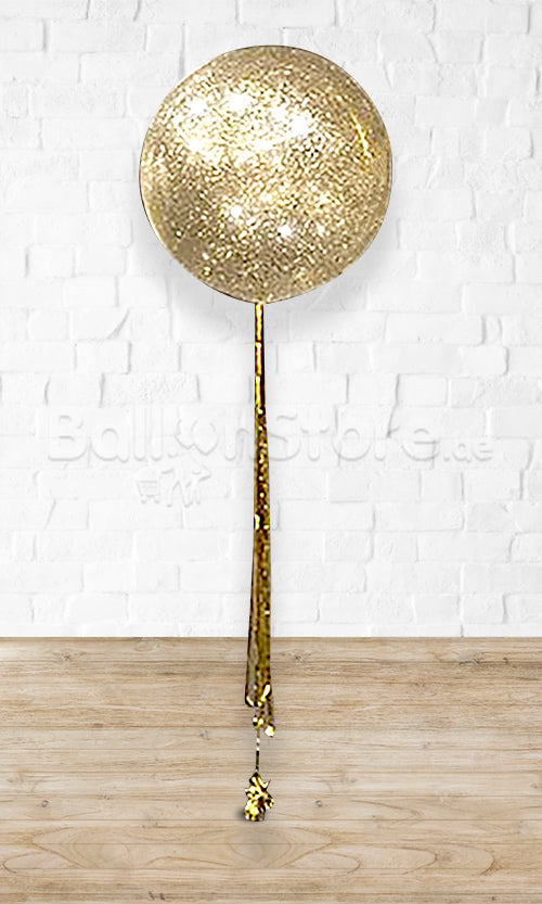 30inches GOLD Glittery Confetti Balloon with Foil Fringes as tail