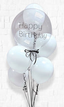 Classy White Custom Text Personalized Bubbles Balloon Bouquet