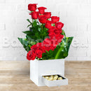 Red Roses Flowers Arrangement with Ferrero Chocolate