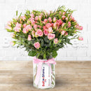 Pinkie Pie MiniRoses on a Glass Vase