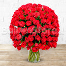 Love Red Roses on a Glass Vase - send valentine flowers