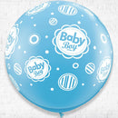 36inches Giant Standard Blue Baby Boy Dots-A-Round Printed Latex Balloon Helium Inflated