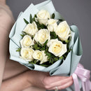 Classy White Fresh Flower Hand Bouquet - roses for valentines