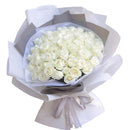Pure Love White Roses Fresh Flower Hand Bouquet - Flowers for Valentine UAE