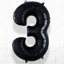 Number Foil Number Three Black Helium Filled