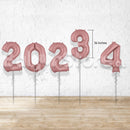 2024 & 5 Large Number Foil Metallic ROSEGOLD Balloons - HELIUM FILLED