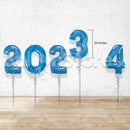 2023 & 4 Large Number Foil Metallic BLUE Balloons - HELIUM FILLED