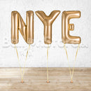 NYE Letter Foil Metallic Foil Balloons "HELIUM FILLED"