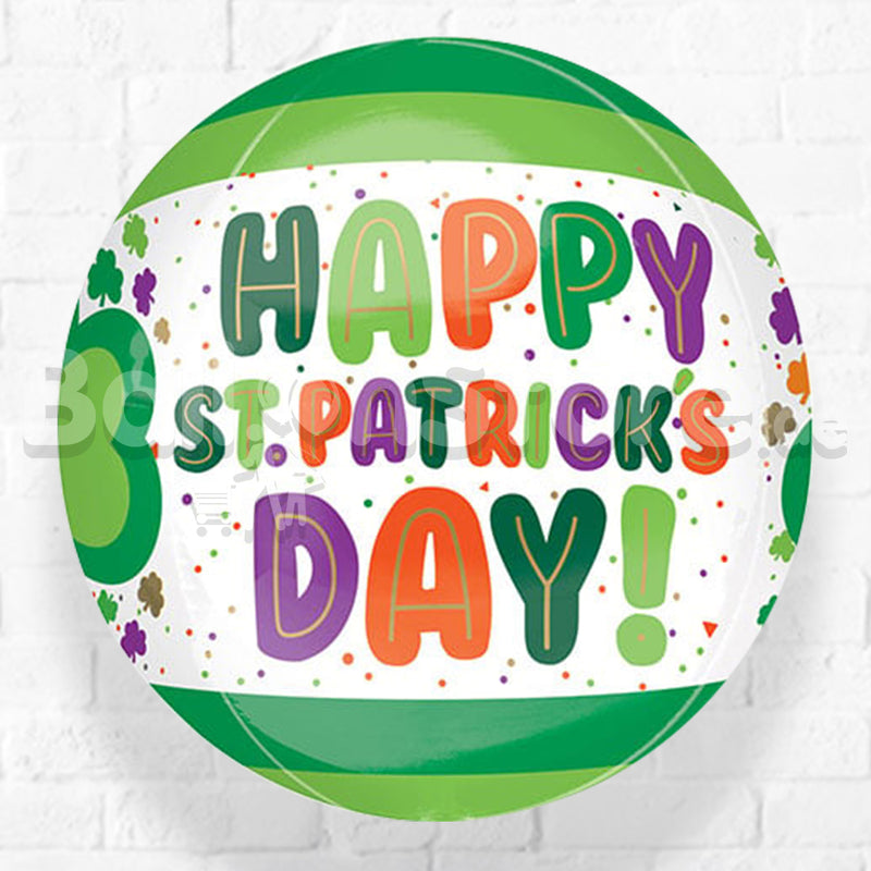 St. Patrick's Day Dots & Shamrocks Orbz Foil Balloon