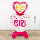 Baby Girl Heart Stuck Pink Foil Balloon Balloon Standee - NON FLYING