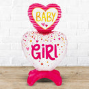 Baby Girl Heart Stuck Pink Foil Balloon Balloon Standee - NON FLYING