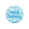 Round Birthday Blue Dots Foil Balloon