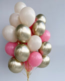 Chrome gold, White Sand & rose Balloon Bouquet 25pcs with weight