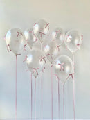 Pearl white Aesthetic Helium Balloons 9pcs With Pink Satin Ribbon & Bow