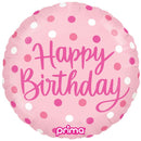 Round Birthday Pink Dots Foil Balloon