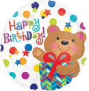 Happy Birthday Bear Gift Foil Balloon 18in