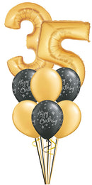 Custom age Black Bday Sparkles, Gold any Number Balloons With Weight
