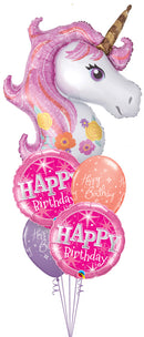 Unicorn Pink Happy Birthday Bouquet With weight