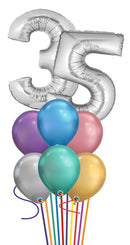 Any Two Number Chrome Latex Balloon Bouquet With Weight