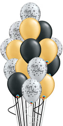 15pcs Metallic Gold, Black Silver Sparkling Birthday With Weight