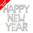 Happy New Year Silver Letters - Balloon Banner